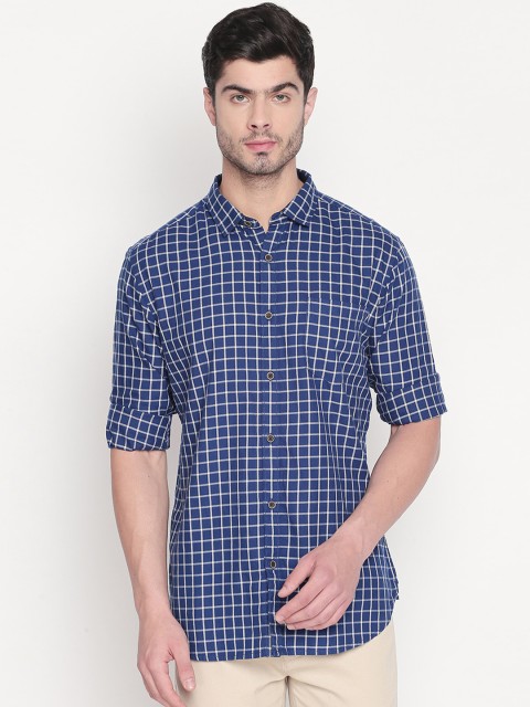 

BYFORD by Pantaloons Men Blue Slim Fit Checked Casual Shirt