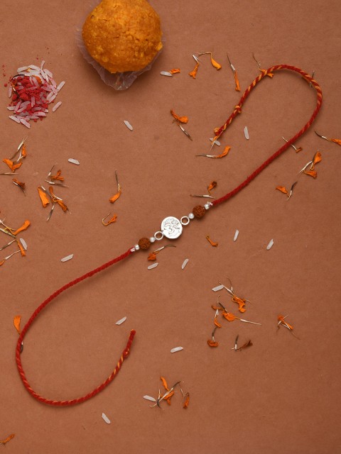 

Silverholic Men Sterling Silver & Red Om Handcrafted Rakhi