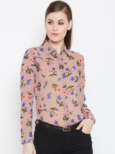 

PURYS Women Peach-Coloured Smart Regular Fit Printed Casual Shirt