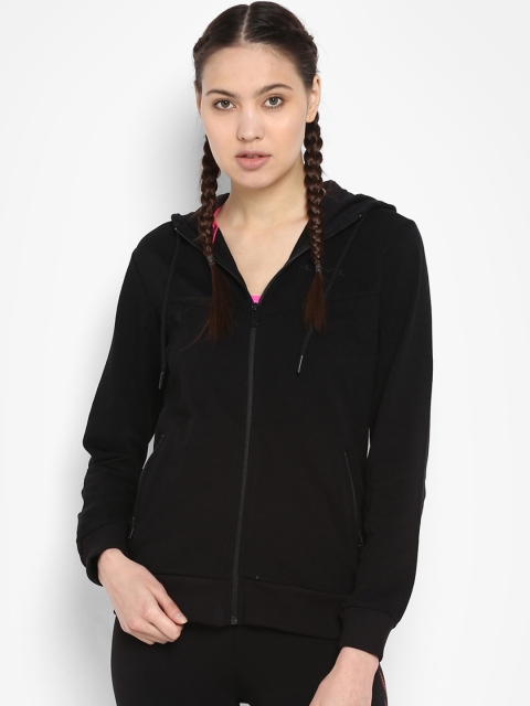 

hummel Women Black Solid Hooded Sweatshirt
