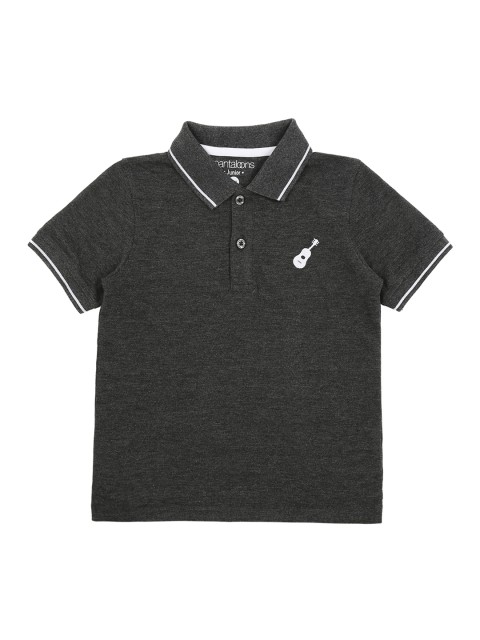 

Pantaloons Junior Boys Grey Solid Polo Collar Pure Cotton T-shirt