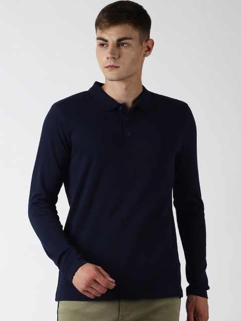 

Blue Saint Men Navy Blue Solid Polo Collar T-shirt