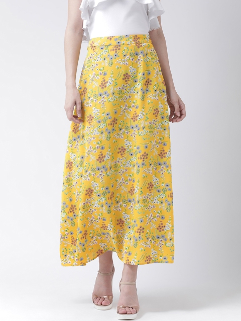 

The Vanca Women Yellow Floral Printed A-Line Maxi Skirt