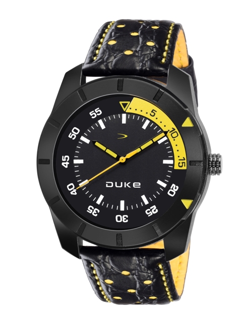 

Duke Men Black Leather Analogue Watch DK505RM01S
