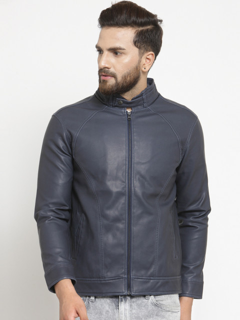 

BUKKUM Men Navy Blue Solid Jacket