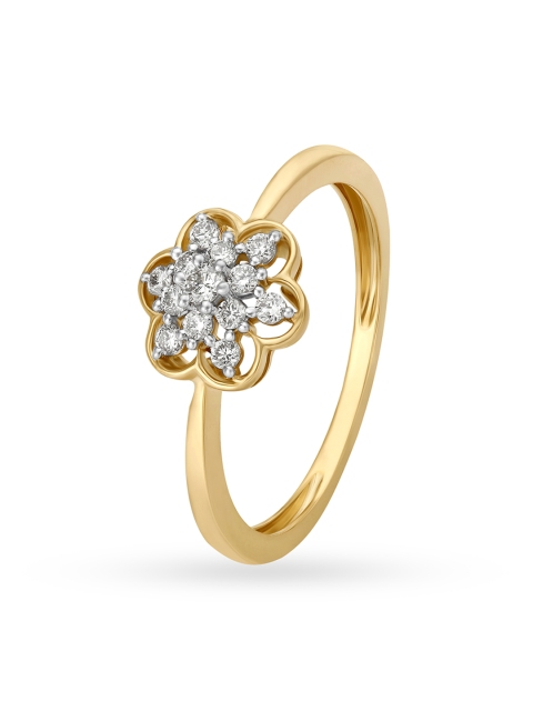 

Mia by Tanishq Women 14KT Yellow Gold Diamond Finger Ring with Floral Design
