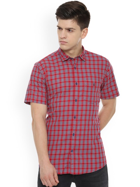 

Louis Philippe Sport Men Red & Blue Slim Fit Checked Casual Shirt