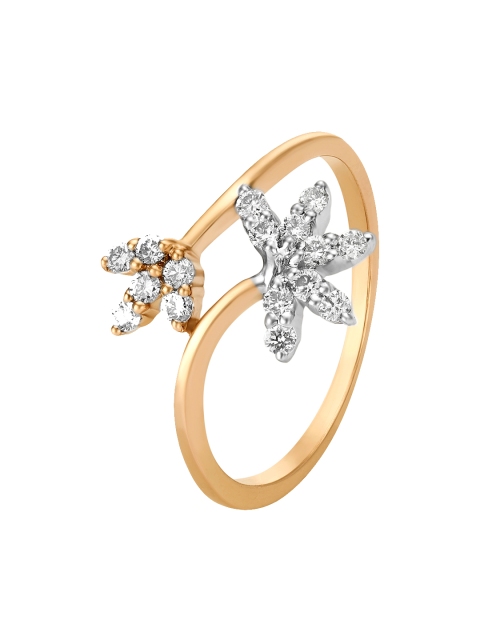 

Mia by Tanishq Women 14KT Rose Gold Diamond Finger Ring With Floral Design, White