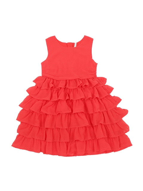 

Pantaloons Junior Girls Coral-Coloured Fit and Flare Dress