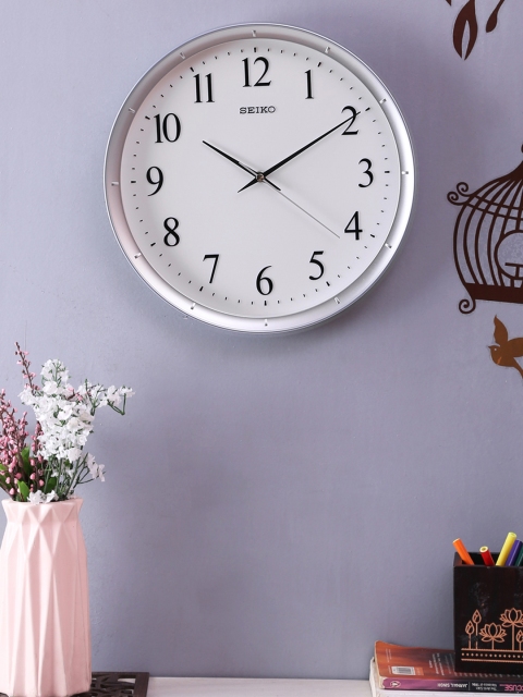 

SEIKO White Round Solid Analogue Wall Clock