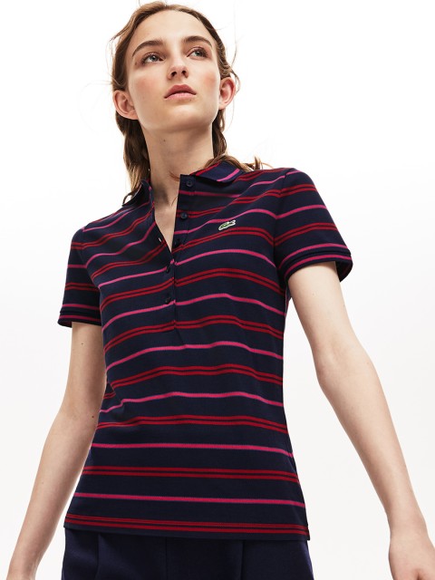 

Lacoste Women Multicoloured Striped Polo Collar T-shirt, Multi