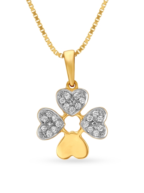 

Mia by Tanishq 14KT Yellow Gold Diamond Pendant With Floral Design