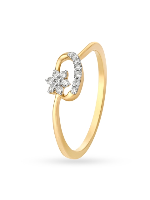 

Mia by Tanishq 14-Karat Yellow & Gold Diamond Floral Design Ring