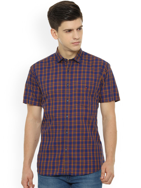 

Louis Philippe Sport Men Blue & Yellow Slim Fit Checked Casual Shirt