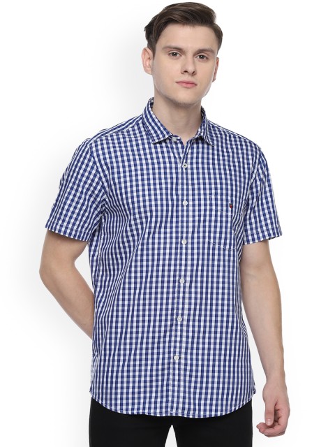 

Louis Philippe Sport Men Blue & White Slim Fit Checked Casual Shirt