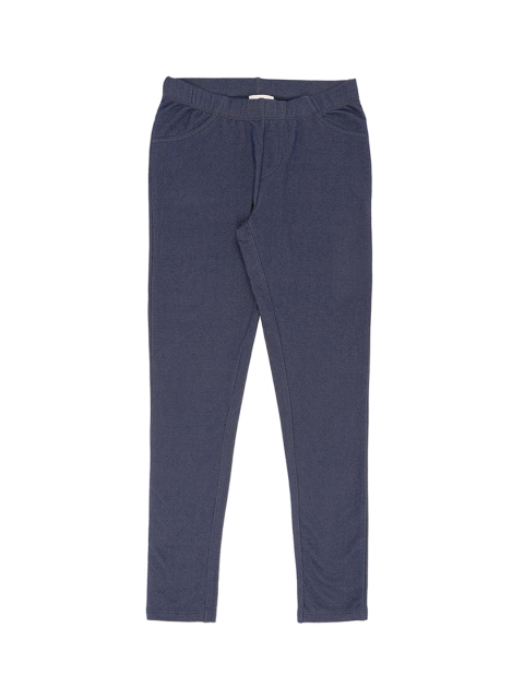 

Pantaloons Junior Girls Navy Blue Solid Ankle-Length Leggings