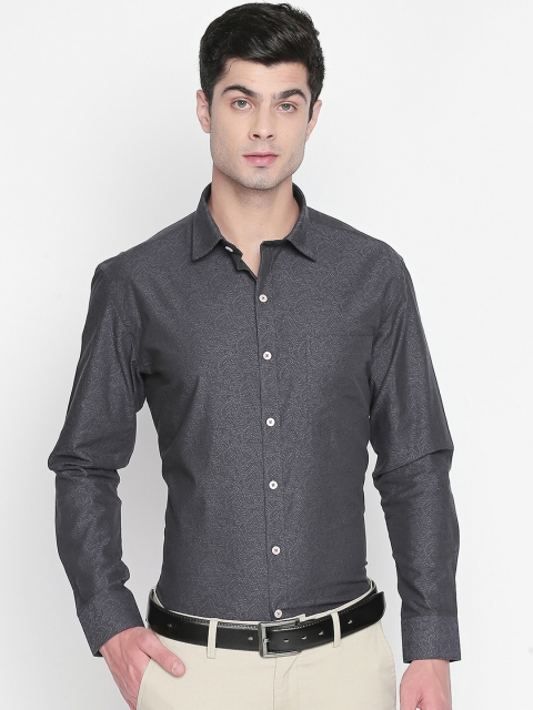 

ZIDO Men Grey Slim Fit Self Design Formal Shirt