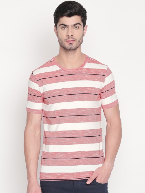 

Urban Ranger by pantaloons Men Red & White Striped Round Neck T-shirt