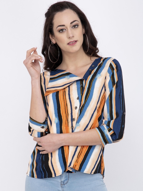 

Instacrush Women Multicoloured Striped Shirt Style Top, Multi