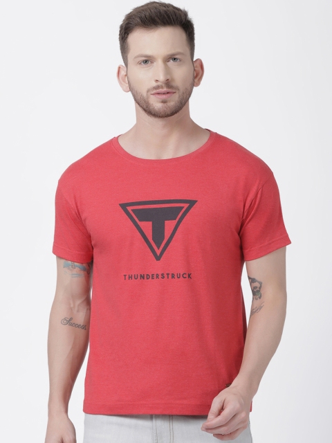 

T-Tog Men Red Printed Round Neck Slim Fit T-shirt