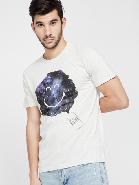 

Smiley World Men Off-White Printed Round Neck T-shirt