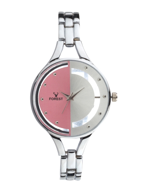 

Hobforestessentials Women Silver-Toned & Pink Analogue Watch FR-243