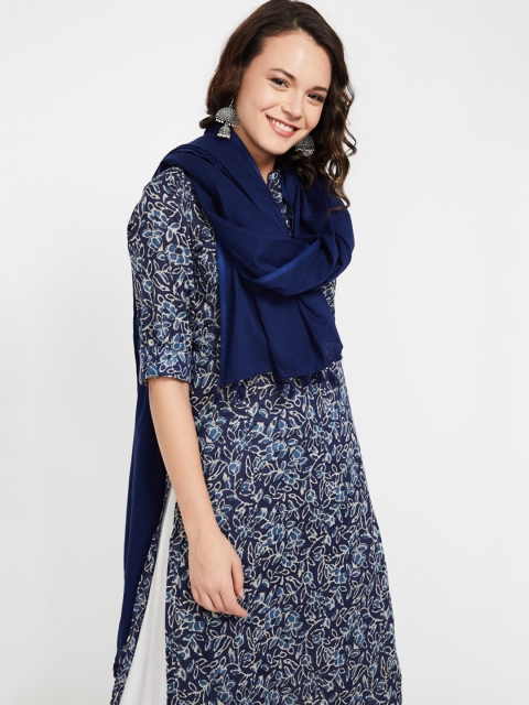 

Melange by Lifestyle Navy Blue Solid Pure Cotton Dupatta