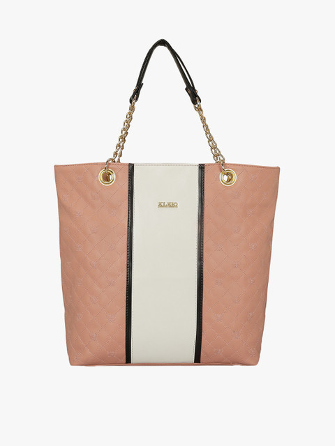 

KLEIO Peach-Coloured & Off-White Colourblocked Shoulder Bag
