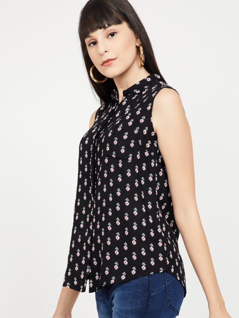 

Fame Forever by Lifestyle Women Black Printed Shirt Style Top