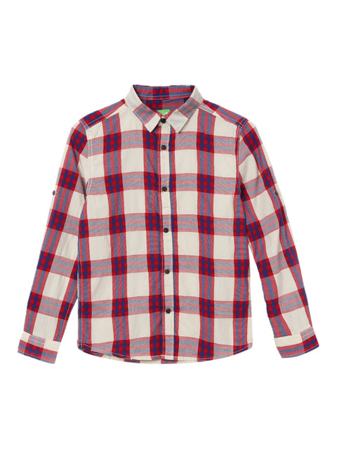 

Bossini Boys Beige & Red Regular Fit Checked Casual Shirt