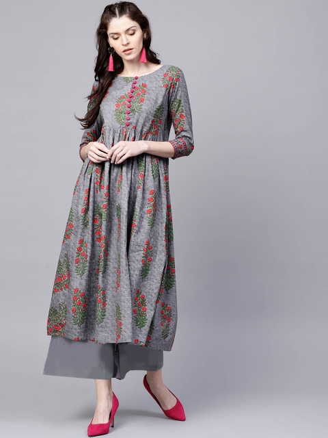 

Ishin Women Grey Printed Anarkali Kurta
