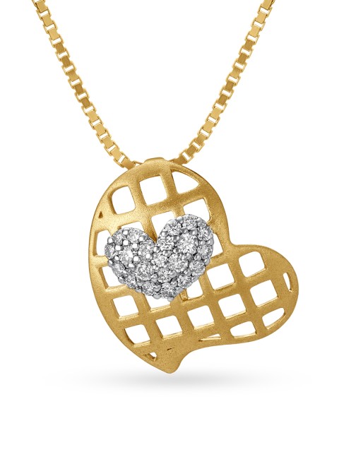 

Mia by Tanishq 14KT Yellow Gold Diamond Pendant With Heart Design