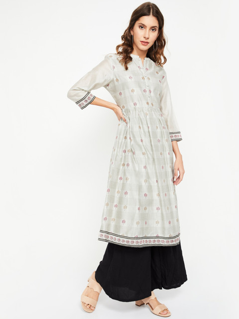 

Melange by Lifestyle Women Grey Printed A-Line Kurta