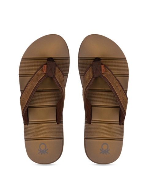 

United Colors of Benetton Men Tan Striped Thong Flip-Flops