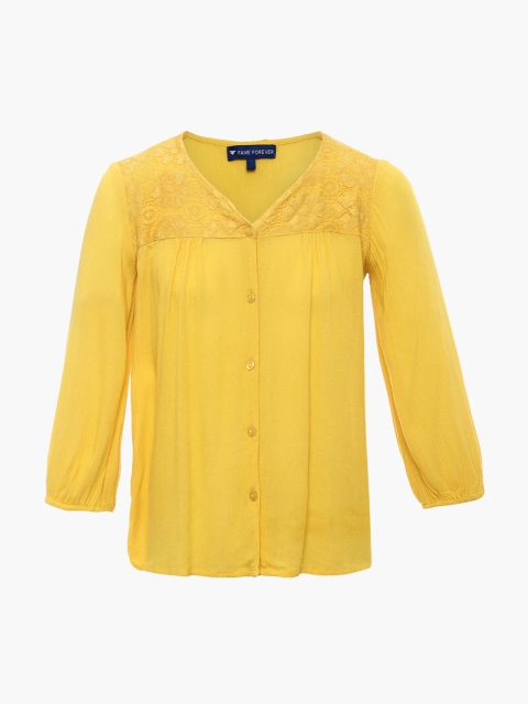 

Fame Forever by Lifestyle Girls Yellow Solid Shirt Style Top