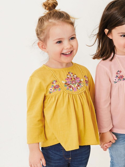 

next Girls Yellow Self Design Empire Top