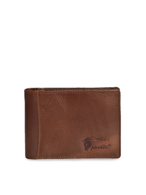 

Peseta Men Brown Solid Two Fold Genuine Leather Wallet