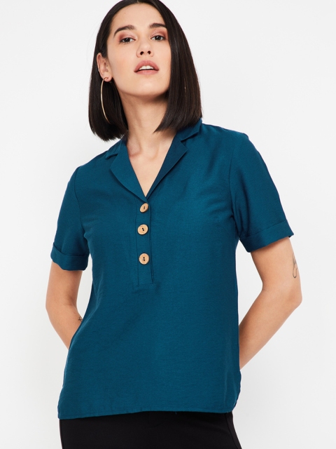 

CODE by Lifestyle Women Teal Blue Solid Top