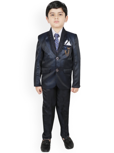 

SG YUVRAJ Boys Blue Printed Regular-Fit Tuxedo Suit