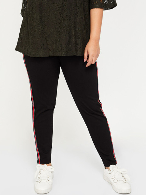 

nexus Plus Size Women Black Regular Fit Solid Regular Trousers