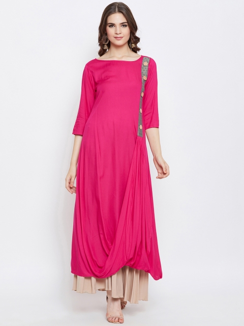 

rangeelo rajasthan Women Pink Solid Asymmetric A-Line Kurta