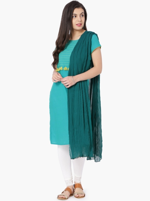 

Melange by Lifestyle Women Green Solid Dupatta