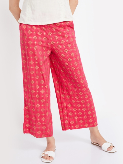 

Colour Me by Melange Women Pink Regular Fit Printed Parallel Trousers