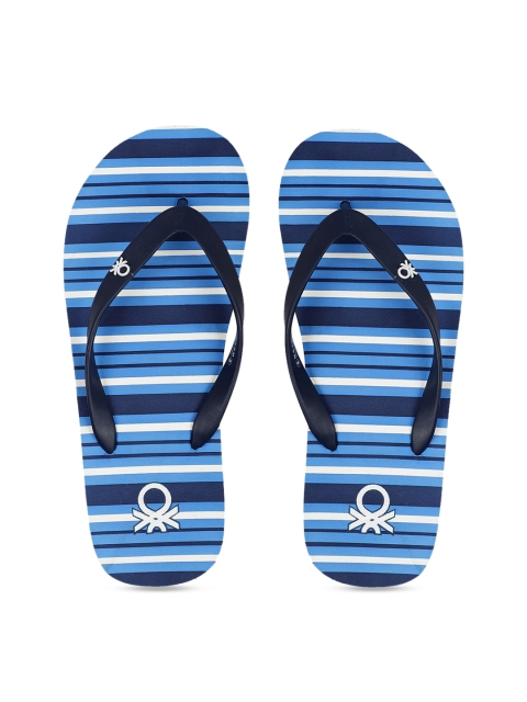 

United Colors of Benetton Men Navy Blue & White Striped Thong Flip-Flops