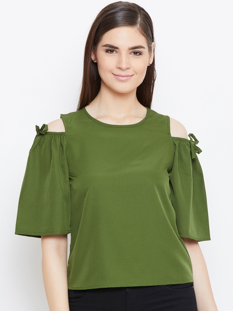

CHROME & CORAL Women Green Solid Top