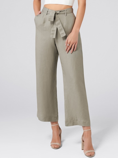 

Forever New Women Grey Loose Fit Solid Parallel Trousers
