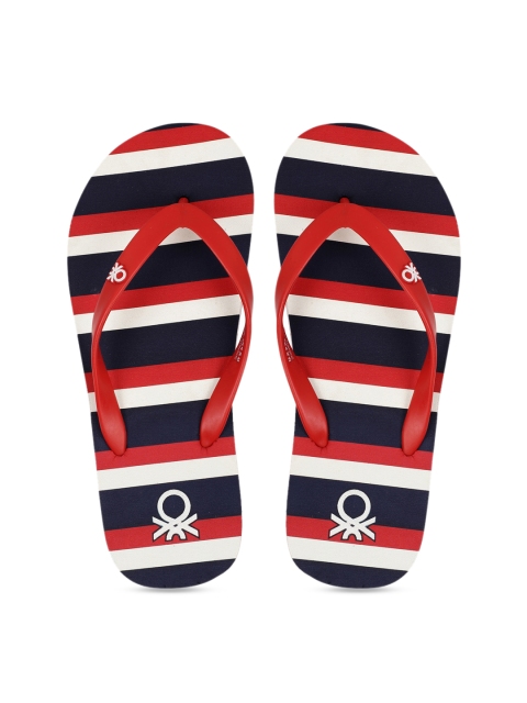 

United Colors of Benetton Men Navy Blue & Red Striped Thong Flip-Flops