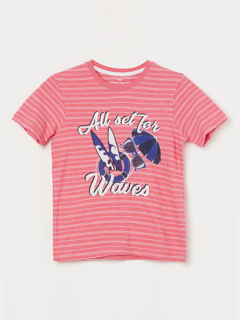 

Fame Forever by Lifestyle Boys Pink Striped Round Neck T-shirt