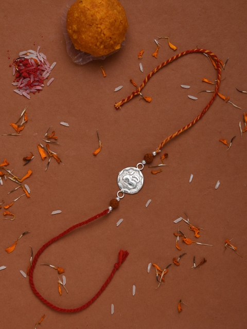 

Silverholic Men Sterling Silver & Red Om Handcrafted Rakhi
