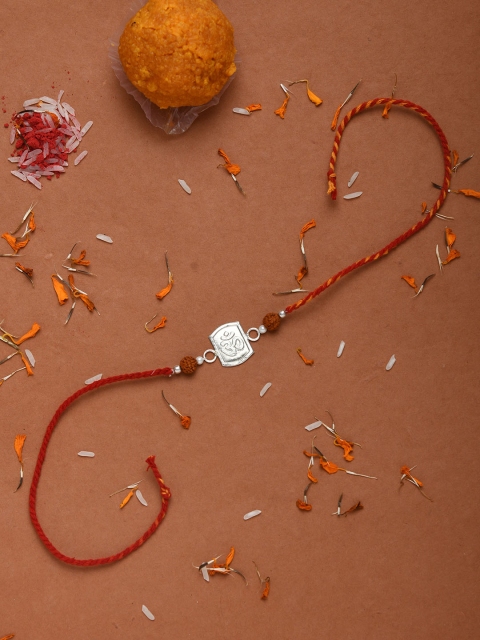 

Silverholic Men Sterling Silver & Red Om Handcrafted Rakhi
